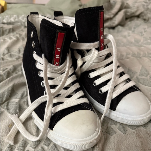 Prada high top suede sneakers - Picture 1 of 9